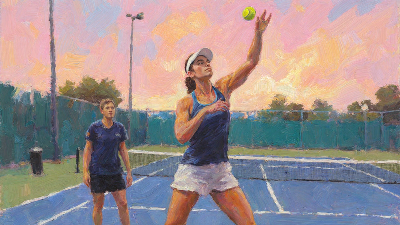 Emma si allena al sorgere del sole in Australia, con allenatore e fisioterapista.